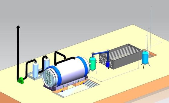 8-10 Tonnen tägliche Kapazität Abfallreifen Pyrolyse Maschine 2200*6600mm